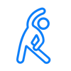 Create a simple blue outline icon that shows mobility or stretching Use 0071ef for the blue-1